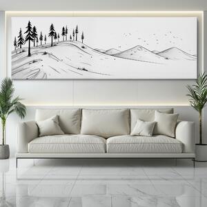 Obraz na plátně - Za lesem u holých kopců FeelHappy.cz Velikost obrazu: 120 x 40 cm