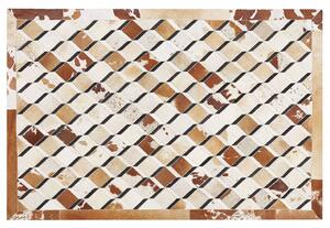 Kožený patchworkový koberec 160 x 230 cm hnědý SERINOVA