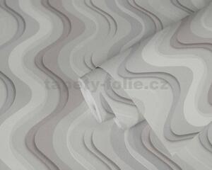Vliesové tapety na zeď Balade 37604-3, rozměr 10,05 m x 0,53 m, vlnovky šedé, A.S. Création
