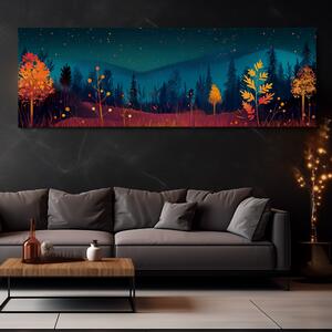 Obraz na plátně - Temný lesík na kraji louky FeelHappy.cz Velikost obrazu: 90 x 30 cm