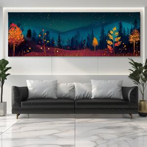 Obraz na plátně - Temný lesík na kraji louky FeelHappy.cz Velikost obrazu: 120 x 40 cm