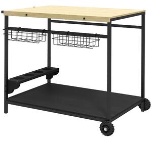 Servírovací vozík s kolečky, přírodní/černá 84G-420V00ND