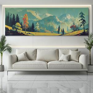 Obraz na plátně - Stromy na velké mýtině FeelHappy.cz Velikost obrazu: 120 x 40 cm