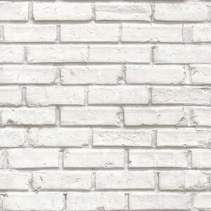 Šedo-bílá vliesová tapeta cihla, cihlová zeď, 5686, Friends & Coffee, Cristiana Masi by Parato