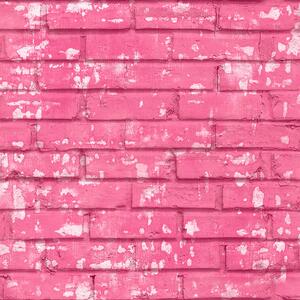 Růžová vliesová tapeta cihly, cihlová zeď, 16661, Friends & Coffee, Cristiana Masi by Parato