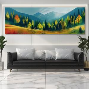 Obraz na plátně - Lesy divoké, hory špičaté FeelHappy.cz Velikost obrazu: 90 x 30 cm