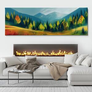 Obraz na plátně - Lesy divoké, hory špičaté FeelHappy.cz Velikost obrazu: 120 x 40 cm