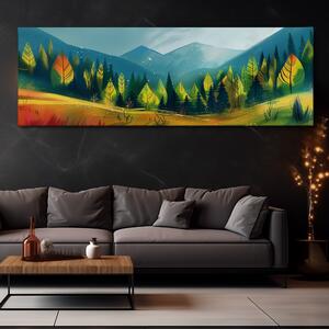 Obraz na plátně - Lesy divoké, hory špičaté FeelHappy.cz Velikost obrazu: 90 x 30 cm