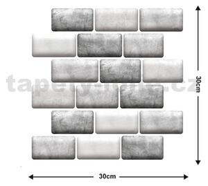 Samolepící PVC 3D panely TPO2802, cena za kus, rozměr 30 x 30 cm, cihlový obklad šedo-bílý, IMPOL TRADE