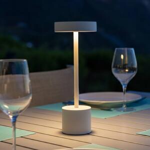 Lumisky LED stolní lampa Roby na akumulátor, bílá, výška 30 cm, IP54, stmívatelný, Bílá / opál, Hliník, Moderní