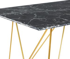 Jídelní stůl černý a zlatý 140 x 80 cm KENTON efekt mramoru