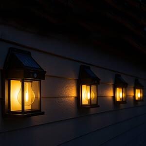Lumisky LED solární nástěnné světlo Sunflare Sensor, černá, výška 17 cm, sada 4 ks, Černá, Plast