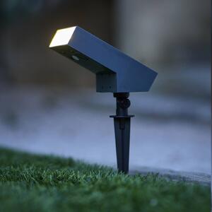Lumisky LED solární bodový reflektor Soltek s kolíkem do země, antracitová barva, délka, stmívatelný, Černá, Hliník, Moderní