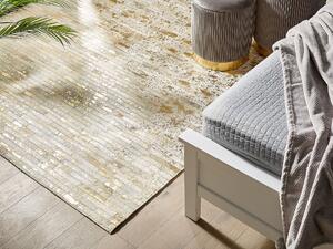 Kožený patchworkový koberec 140 x 200 cm zlato-béžový TOKUL