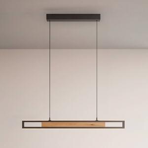 Paul Neuhaus LED závěsné světlo Sveja, délka 80 cm, černá/v barvě dřeva,, stmívatelný, Světlé dřevo, Obývací pokoj / jídelna, Dřevo, Moderní