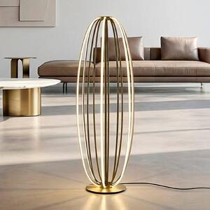 Paul Neuhaus LED stojací lampa Elvara, bronzová, výška 108 cm, kov, stmívatelný, Bronz / starožitná mosaz, Obývací pokoj / jídelna, Hliník