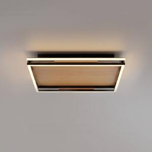 Paul Neuhaus LED stropní svítidlo Sveja, délka 45 cm, černá/dřevěná barva,, stmívatelný, Světlé dřevo, Obývací pokoj / jídelna, Dřevo, Moderní