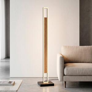 Paul Neuhaus LED stojací lampa Sveja, černá/v barvě dřeva, výška 140 cm,, stmívatelný, Světlé dřevo, Obývací pokoj / jídelna, Dřevo, Moderní
