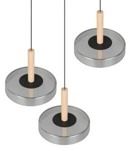 Trio Leuchten 354930332 CELESTE - Závěsný stmívatený lustr v černé barvě se dřevěnými prvky, LED 22,5W, 3000K (Závěsné svítidlo do kuchyně i obýváku)