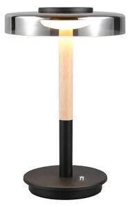 Trio Leuchten 554910132 CELESTE - Stmívatelná stolní lampička v černé barvě se dřevem, LED 10W, 3000K (Moderní stolní lampy nejen k posteli, stmívatelná dotykovým senzorem)