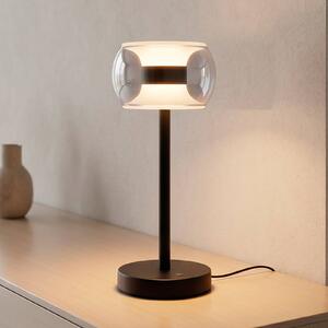 Paul Neuhaus LED stolní lampa Fumea, výška 35 cm, černá/kouřová, sklo, stmívatelný, Černá, Obývací pokoj / jídelna, Sklo