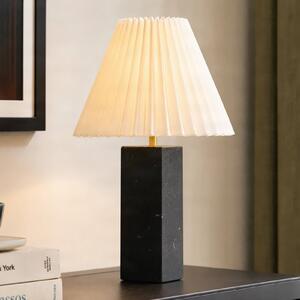 NOLA Stolní lampa Asher, výška 45 cm, černá/bílá, mramor, Bílá / opál, Obývací pokoj / jídelna, Textil / tkanina / hedvábí, Moderní