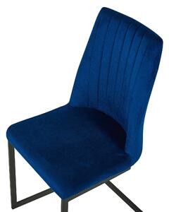 Sada 2 sametových jídelních židlí modré LAVONIA