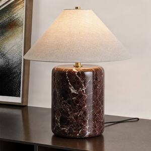 NOLA Stolní lampa Elodie, výška 32 cm, červená/krémová, mramor, Krémová / jantar, Obývací pokoj / jídelna, Textil / tkanina / hedvábí, Moderní