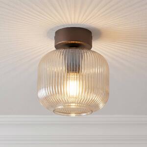 TK Lighting Stropní světlo Salvia, hnědá/koňaková, sklo, Ø 15 cm, E14, stmívatelný, Hnědá / rez, Obývací pokoj / jídelna, Sklo