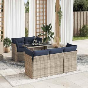 6dílná zahradní sestava s poduškami šedá polyratan akácie 3326102