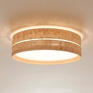 TK Lighting Stropní světlo Calma, béžové, rafiová tkanina, Ø 60 cm, E27, stmívatelný, Krémová / jantar, Obývací pokoj / jídelna