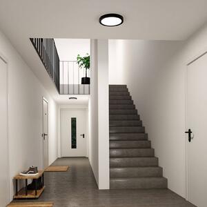 Paulmann LED stropní svítidlo Abia 2, Ø 30 cm, černé,, Černá, Obývací pokoj / jídelna, Plast, Moderní