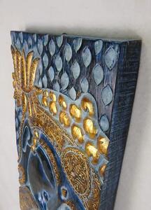 Závěsná dekorace BUDHA modrý, 120 cm, exotické dřevo, ruční práce