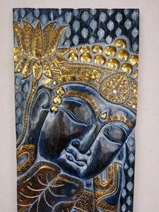 Závěsná dekorace BUDHA modrý, 120 cm, exotické dřevo, ruční práce