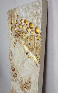 Závěsná dekorace BUDHA bílý, 120 cm, exotické dřevo, ruční práce