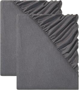 Livarno home Sada napínacích prostěradel z jemného flanelu, 90–100 x 200 cm, tmavě šedá, 2dílná (800010908)