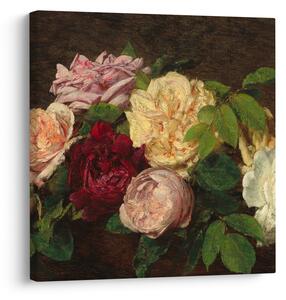Obraz - Henri Fantin-Latour, Roses de Nice on a Table, reprodukce (30x30 cm)