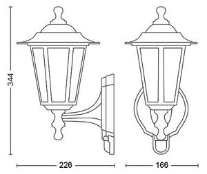 17473/30/PN Peking venkovní nástěnné svítidlo s čidlem E27 1x60W bez zdroje IP44, černé