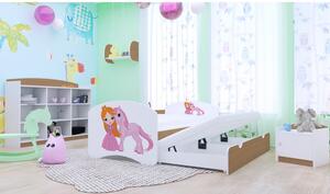 Dětská postel pro DVA (s výsuvným lůžkem) 160x80 cm - PRINCEZNA A JEDNOROŽEC