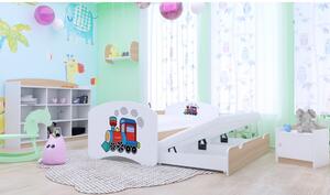Dětská postel pro DVA (s výsuvným lůžkem) 160x80 cm - SUPER LOKOMOTIVA