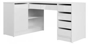 Rohový PC stůl Heron, Barvy: bíla / bílý lesk 5903211508738
