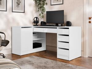 Rohový PC stůl Heron, Barvy: bíla / bílý lesk 5903211508738
