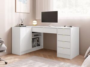 Rohový PC stůl Razimo, Barvy: bílý velvet 5903211508806