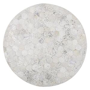 Kulatý kožený patchworkový koberec, ⌀ 140 cm, stříbrný BOZKOY
