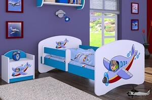 Dětská postel bez šuplíku 160x80 cm LETADLO - modrá