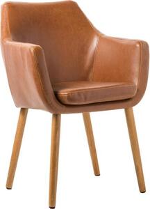 Židle s područkami z imitace kůže a dřevěnými nohami Nora