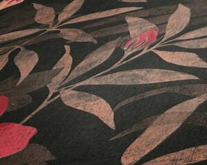 Vliesové tapety na zeď Cuba 38028-3, rozměr 10,05 m x 0,53 m, květy s listy růžové na tmavě hnědém podkladu, A.S.Création