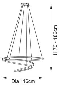 Endon 97645 - LED Stmívatelný lustr na lanku TWIRL LED/131W/230V 3000K zlatá