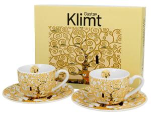 Porcelánový šálek s podšálkem Klimt Ecru Tree Of Life 90 ml sada 2ks