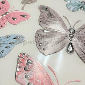 Samolepky na zeď - motýli modro-růžoví SLK-6702, rozměr 31,5 x 30,5 cm, IMPOL TRADE